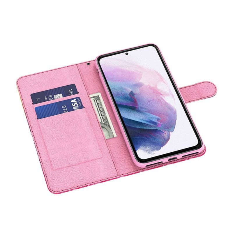 Leren Hoesje Voor Xiaomi Redmi Note 11 Pro / Note 11 Pro Plus Lichtvlek Roze Boom