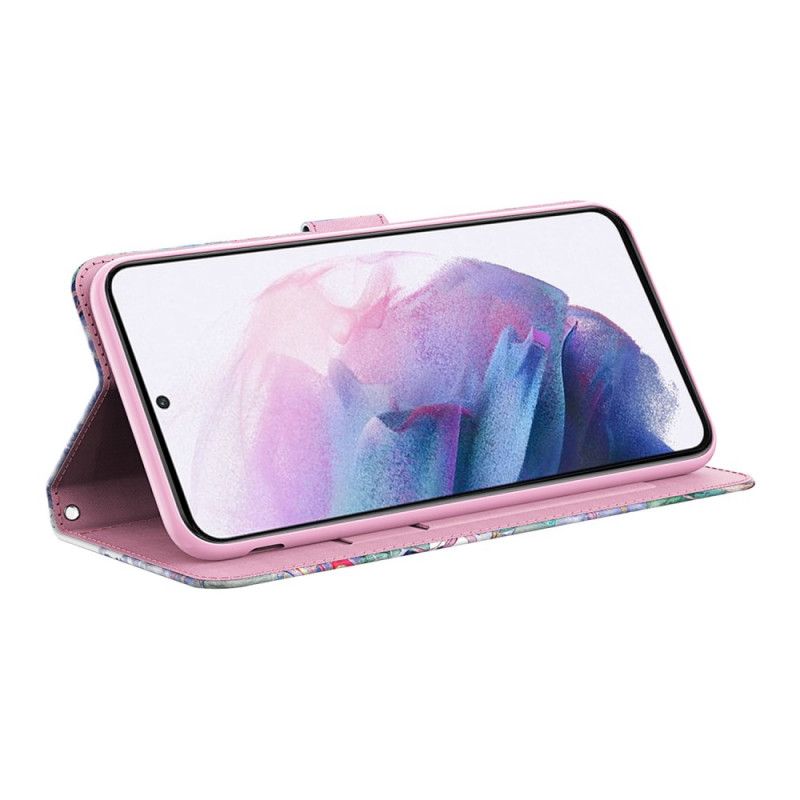 Leren Hoesje Voor Xiaomi Redmi Note 11 Pro / Note 11 Pro Plus Lichtvlek Roze Boom