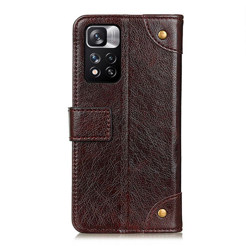 Leren Hoesje Voor Xiaomi Redmi Note 11 Pro / Note 11 Pro Plus Stijl Nappaleren Vintage Klinknagels