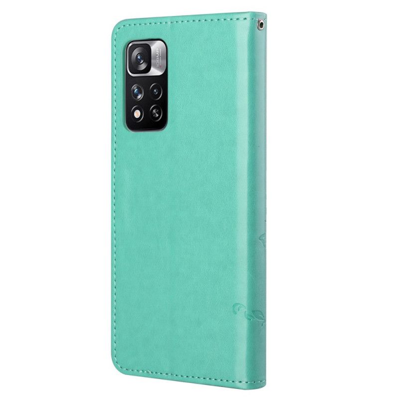 Leren Hoesje Voor Xiaomi Redmi Note 11 Pro / Note 11 Pro Plus Vlinders En Bloemen Van Azië