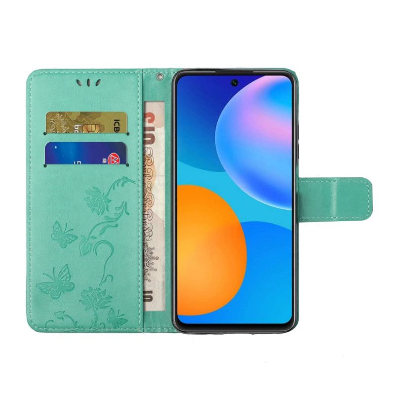 Leren Hoesje Voor Xiaomi Redmi Note 11 Pro / Note 11 Pro Plus Vlinders En Bloemen Van Azië