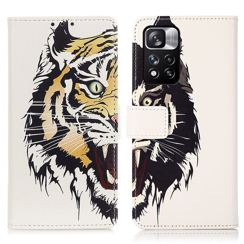 Leren Hoesje Xiaomi Redmi Note 11 Pro / Note 11 Pro Plus Fierce Tiger Bescherming Hoesje