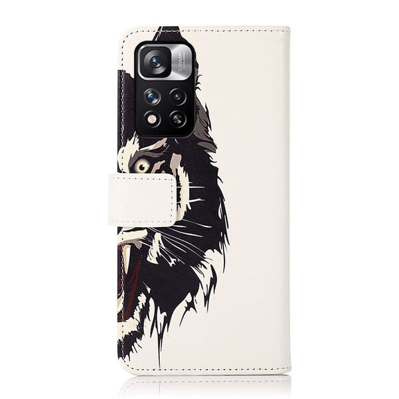 Leren Hoesje Xiaomi Redmi Note 11 Pro / Note 11 Pro Plus Fierce Tiger Bescherming Hoesje