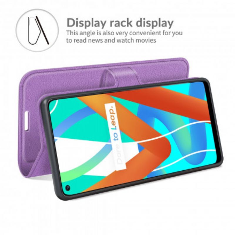 Flip Case Leren Realme 8 5g Klassiek Litchi-effect