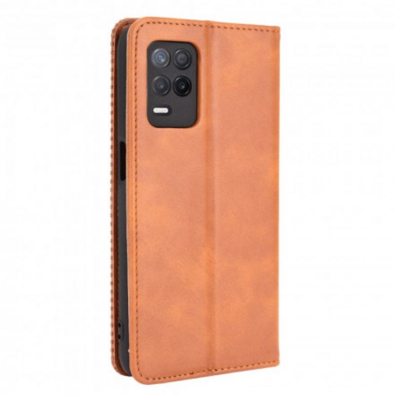 Folio-hoesje Realme 8 5g Gestileerd Vintage Leereffect