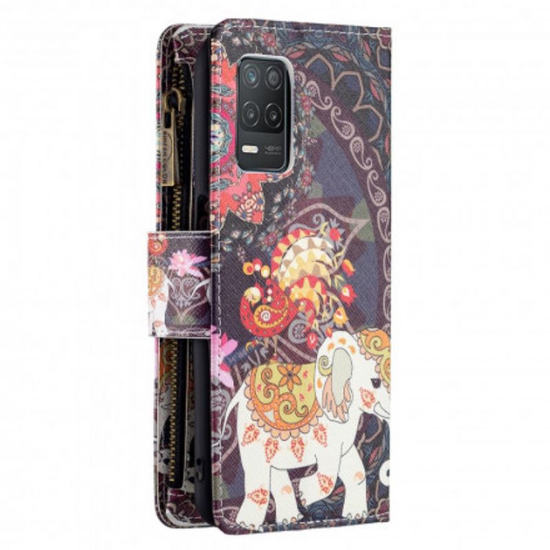 Leren Hoesje Realme 8 5g Olifant Zak Met Rits Bescherming Hoesje