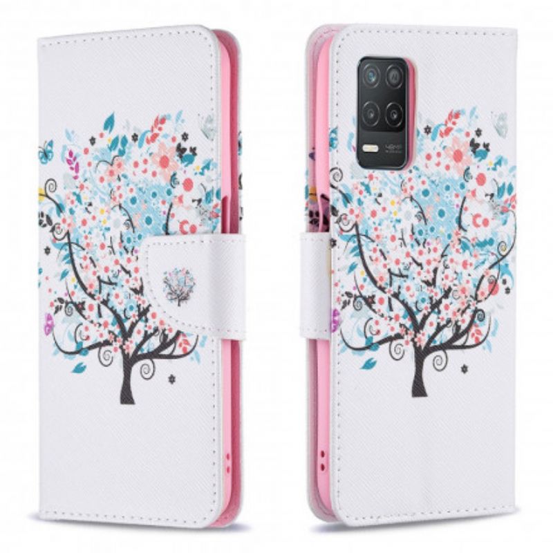 Leren Hoesje Voor Realme 8 5g Gebloemde Boom