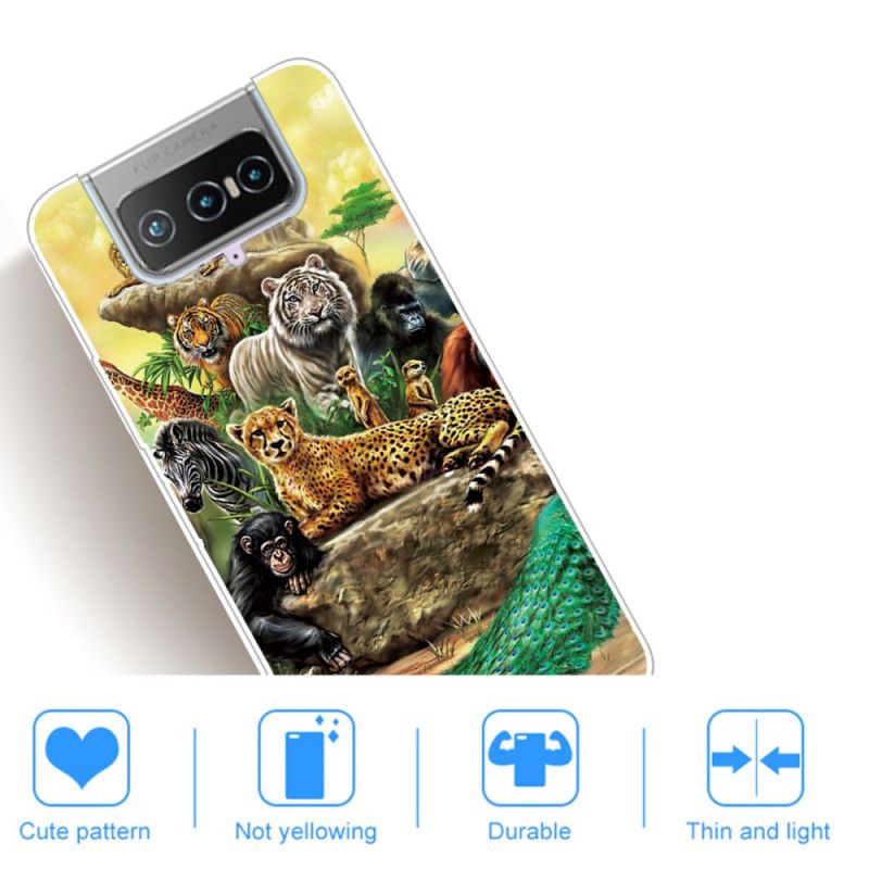 Case Hoesje Asus Zenfone 7 / 7 Pro Telefoonhoesje Safaridieren