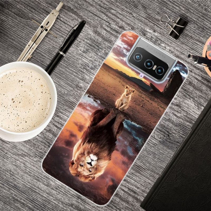 Cover Hoesje Asus Zenfone 7 / 7 Pro Telefoonhoesje Leeuwenwelpje Droom