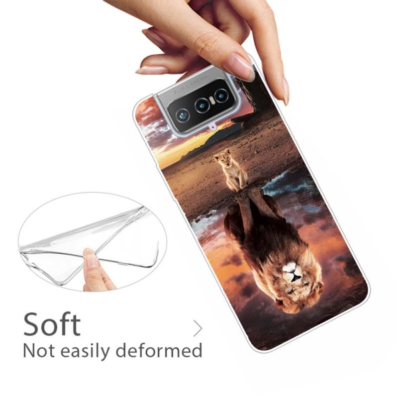 Cover Hoesje Asus Zenfone 7 / 7 Pro Telefoonhoesje Leeuwenwelpje Droom