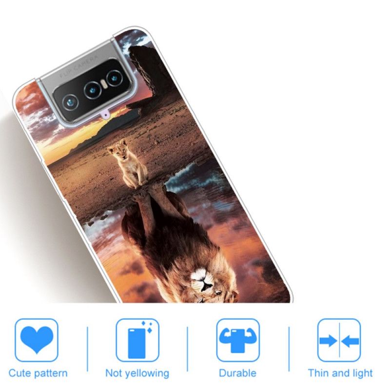 Cover Hoesje Asus Zenfone 7 / 7 Pro Telefoonhoesje Leeuwenwelpje Droom