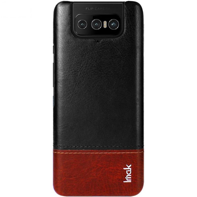 Hoesje Asus Zenfone 7 / 7 Pro Rood Zwart imak Ruiyi Serie Leereffect