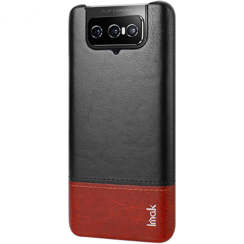 Hoesje Asus Zenfone 7 / 7 Pro Rood Zwart imak Ruiyi Serie Leereffect