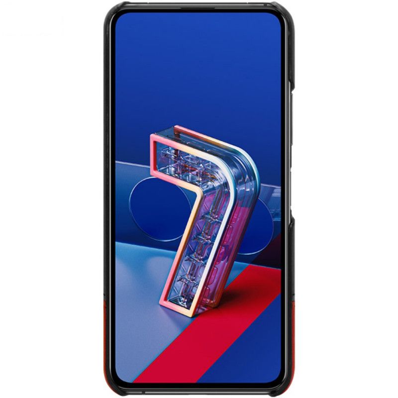 Hoesje Asus Zenfone 7 / 7 Pro Rood Zwart imak Ruiyi Serie Leereffect