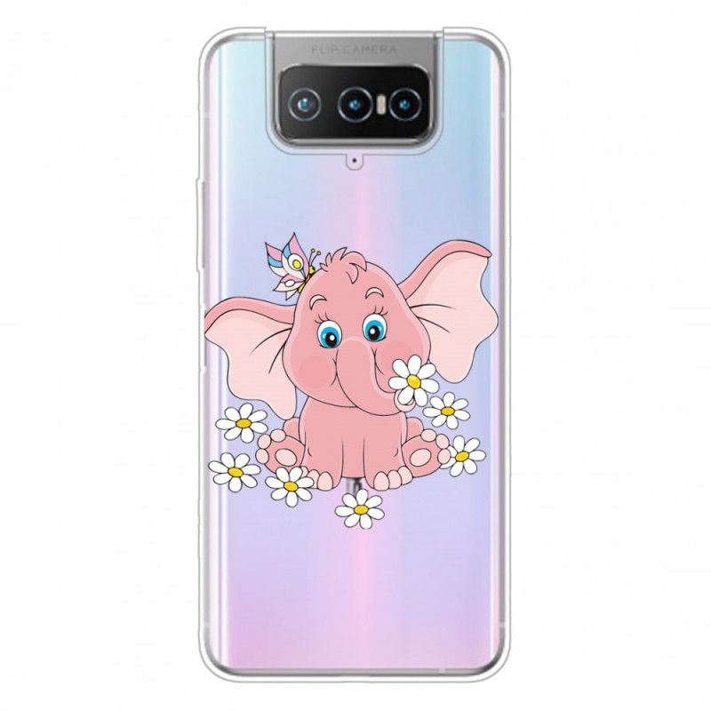 Hoesje Asus Zenfone 7 / 7 Pro Telefoonhoesje Transparant Roze Olifant