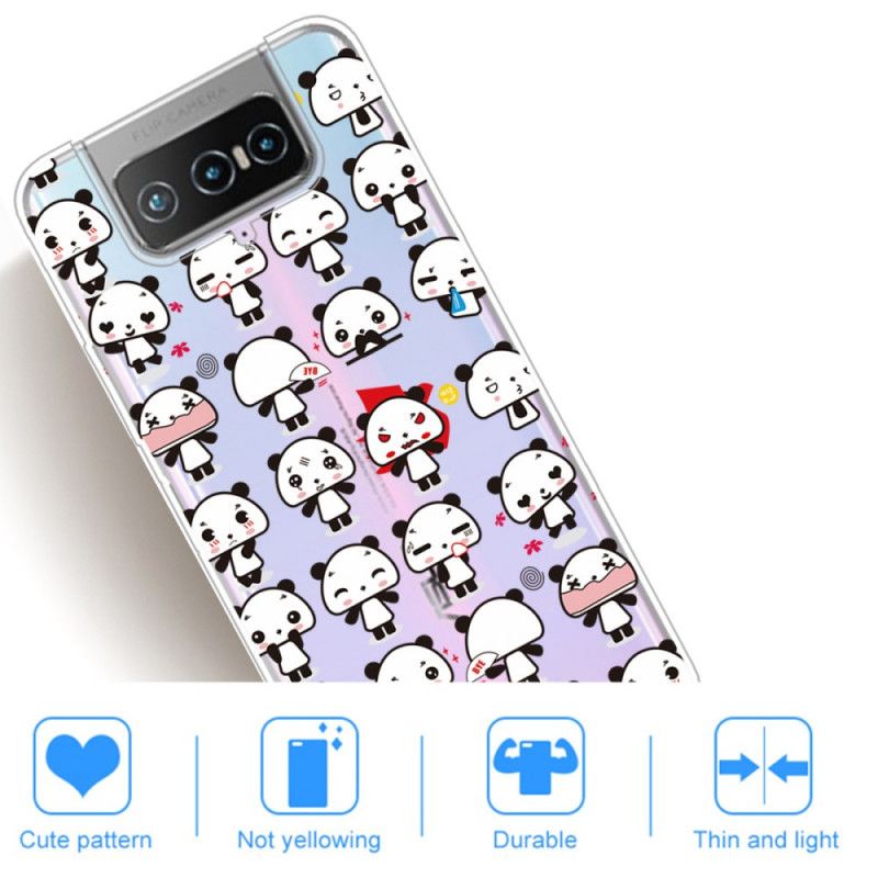 Hoesje Asus Zenfone 7 / 7 Pro Telefoonhoesje Transparante Grappige Panda'S