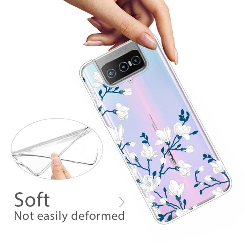 Hoesje Asus Zenfone 7 / 7 Pro Witte Bloemen