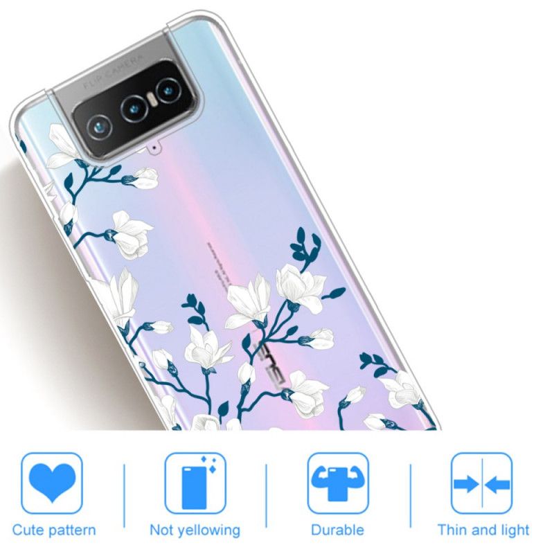 Hoesje Asus Zenfone 7 / 7 Pro Witte Bloemen