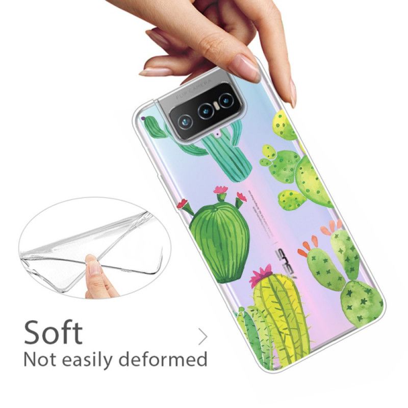 Hoesje voor Asus Zenfone 7 / 7 Pro Aquarel Cactus