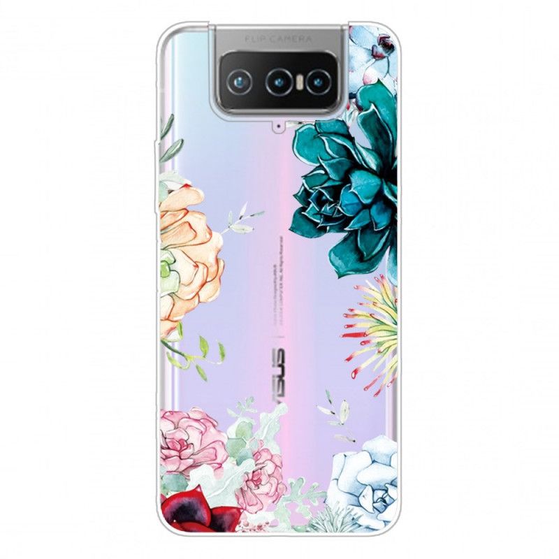 Hoesje voor Asus Zenfone 7 / 7 Pro Transparante Aquarelbloemen