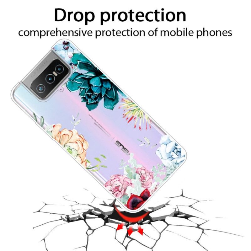 Hoesje voor Asus Zenfone 7 / 7 Pro Transparante Aquarelbloemen