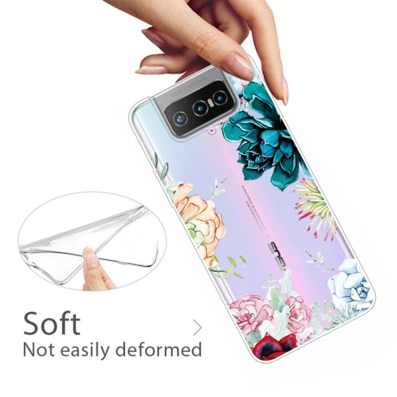 Hoesje voor Asus Zenfone 7 / 7 Pro Transparante Aquarelbloemen