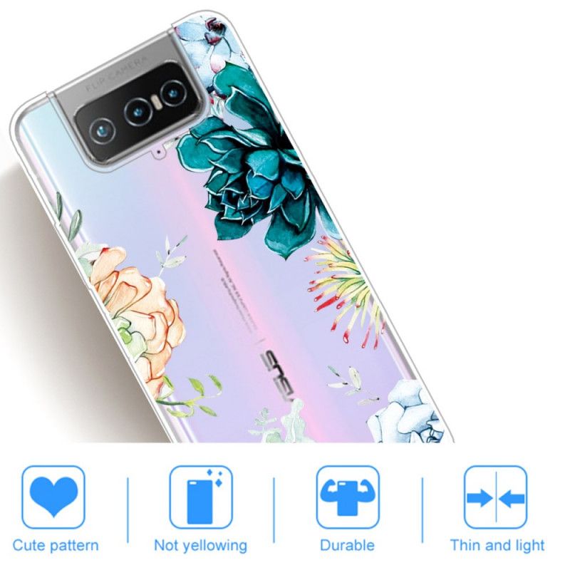 Hoesje voor Asus Zenfone 7 / 7 Pro Transparante Aquarelbloemen