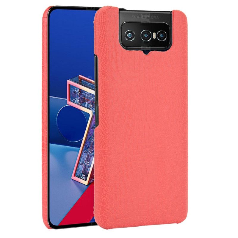 Hoesje voor Asus Zenfone 7 / 7 Pro Wit Zwart Krokodillenhuideffect