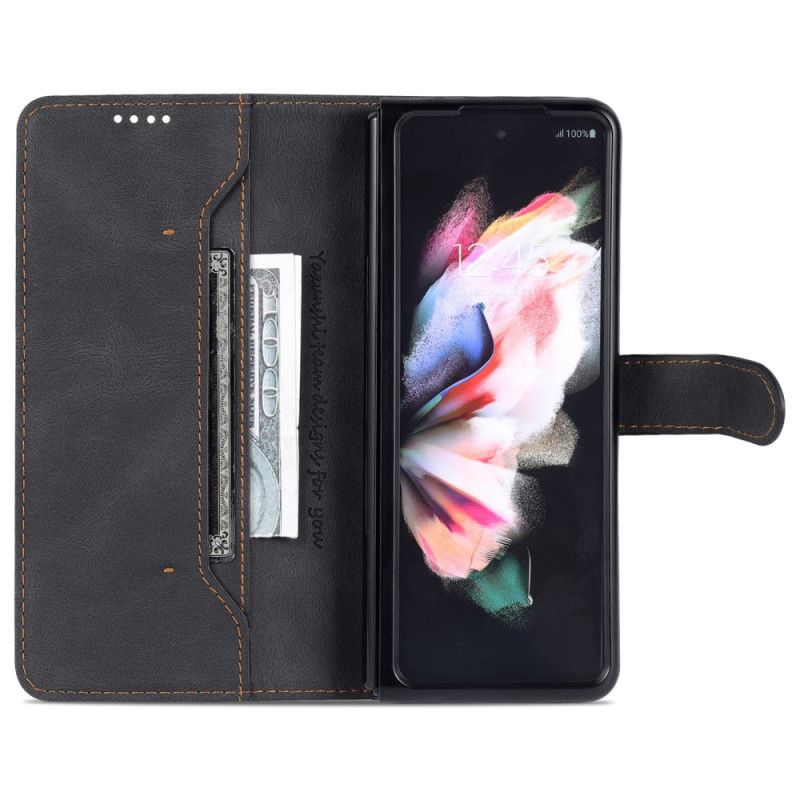 Bescherming Hoesje Samsung Galaxy Z Fold 5 Azns Ledereffect