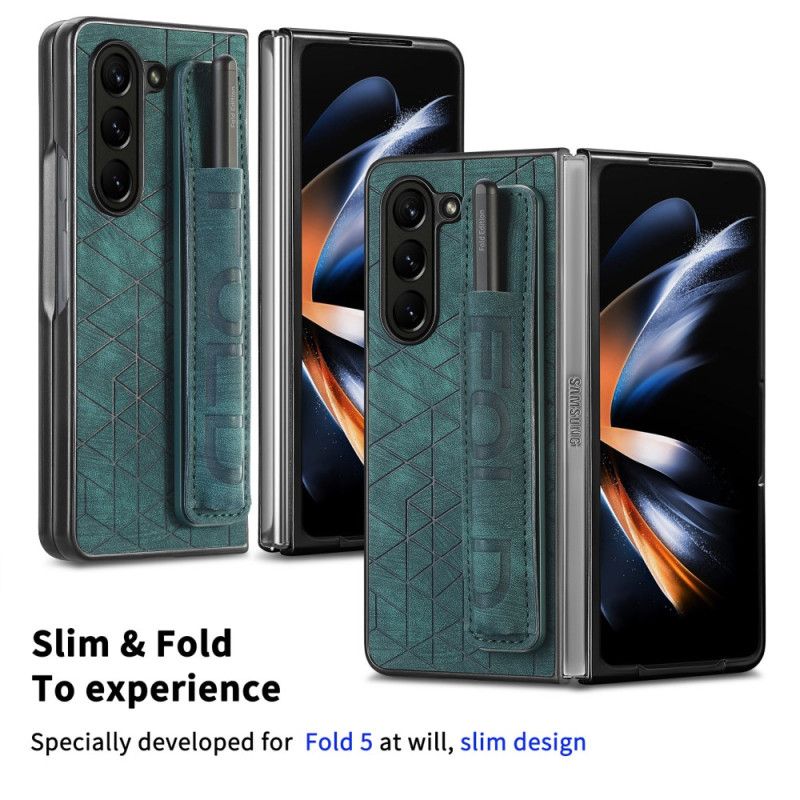 Case Hoesje Samsung Galaxy Z Fold 5 Telefoonhoesje Stylushouder Met Riem