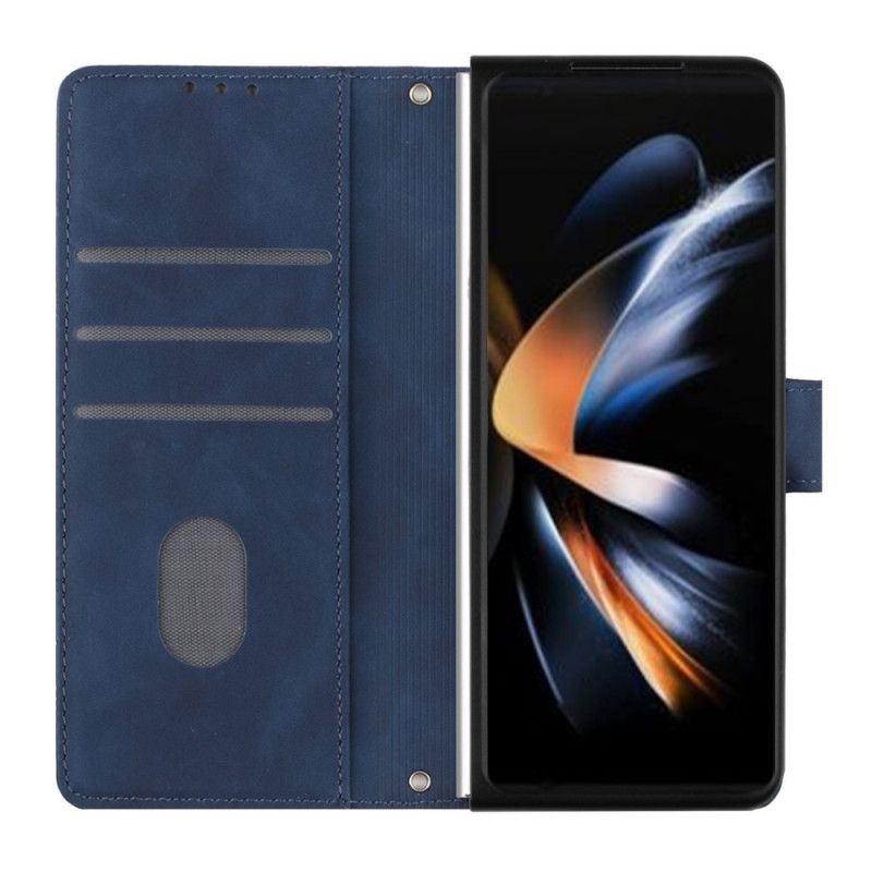 Flip Case Leren Samsung Galaxy Z Fold 5 Driehoekenpatroon