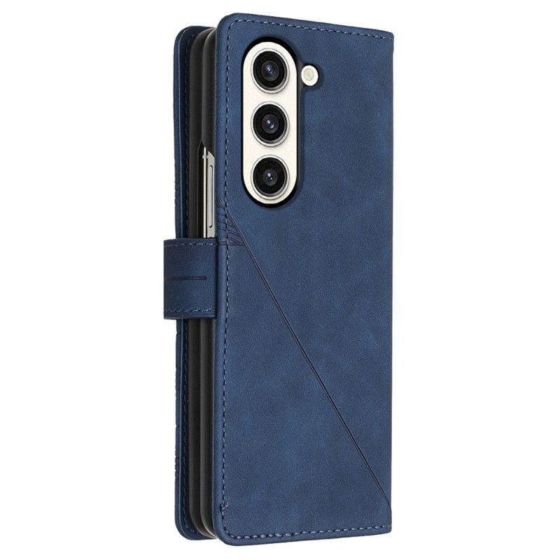 Flip Case Leren Samsung Galaxy Z Fold 5 Driehoekenpatroon