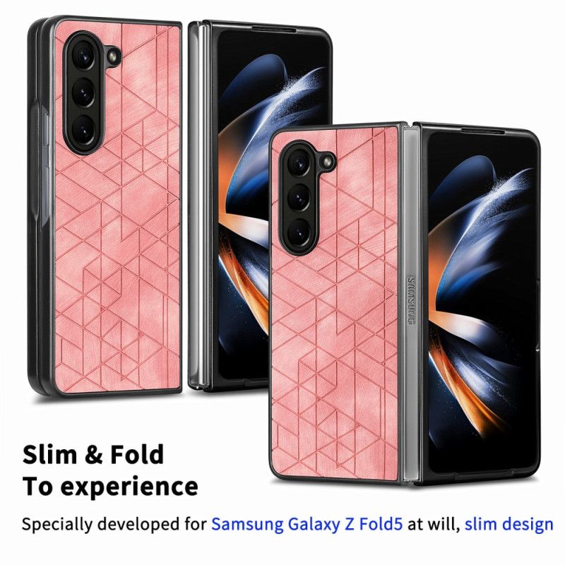 Hoesje Samsung Galaxy Z Fold 5 Geometrische Patronen Van Kunstleer