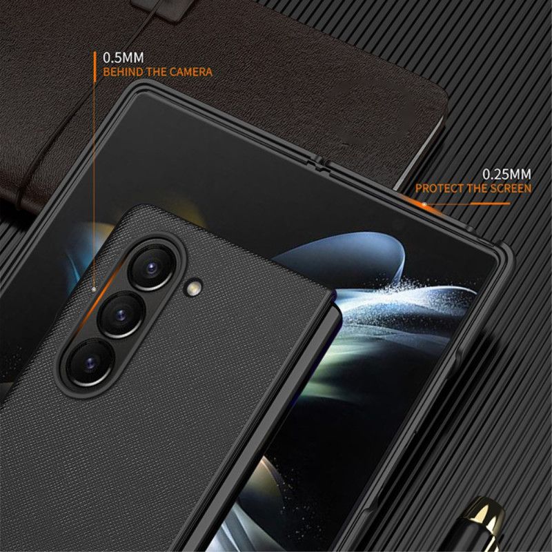 Hoesje Samsung Galaxy Z Fold 5 Leren Stijl Met Geweven Effect Bescherming Hoesje