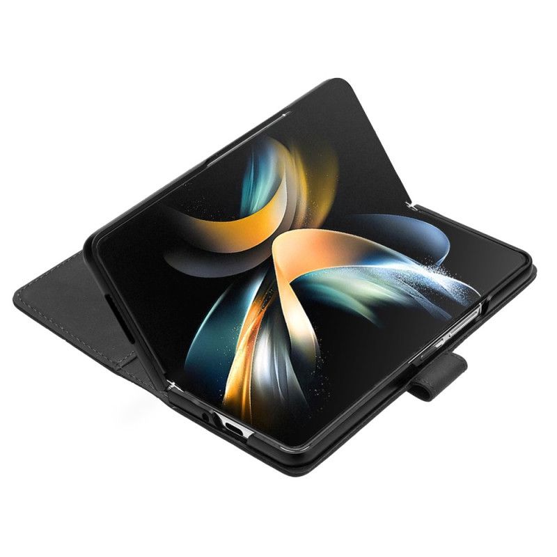 Leren Hoesje Samsung Galaxy Z Fold 5 Driehoekenpatroon Met Schouderband Bescherming Hoesje