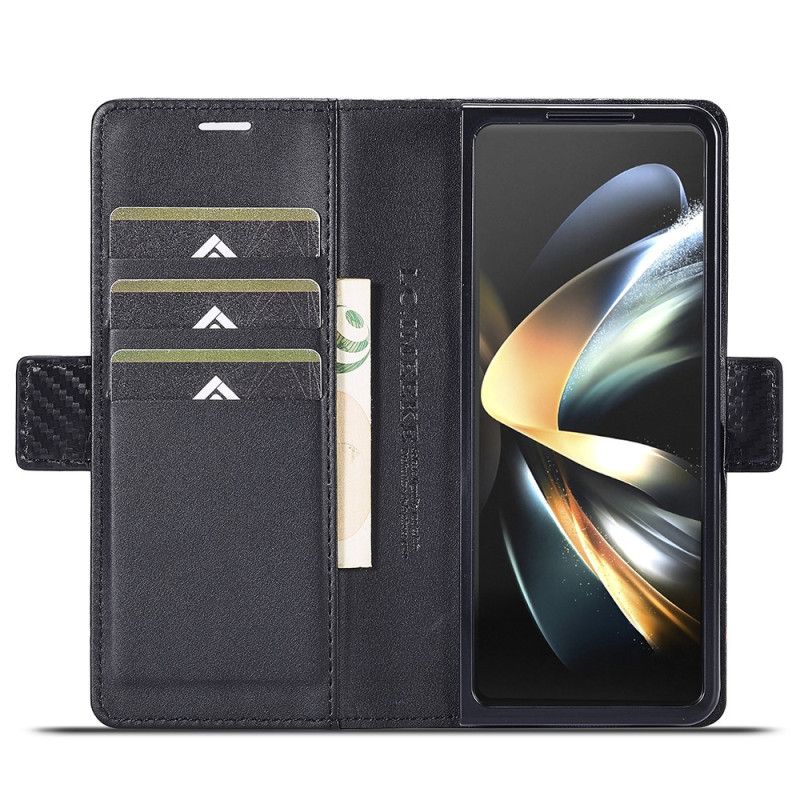 Leren Hoesje Samsung Galaxy Z Fold 5 Koolstofvezel Lc.imeeke Bescherming Hoesje