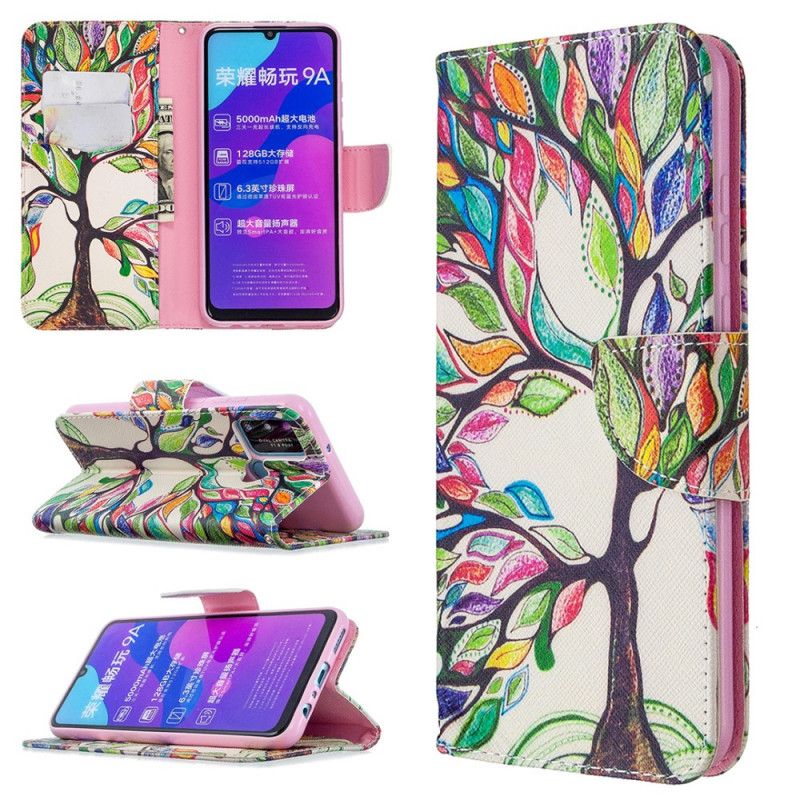 Bescherming Hoesje Honor 9A Telefoonhoesje Gekleurde Boom