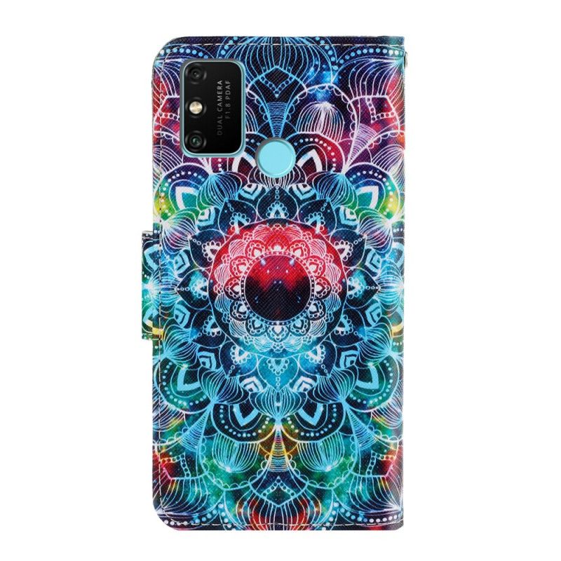 Leren Hoesje Honor 9A Flitsende Mandala Met String