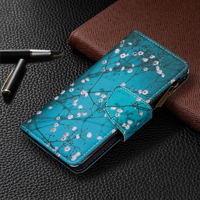 Leren Hoesje Honor 9A Lichtblauw Wit Telefoonhoesje Boomzak Met Ritssluiting