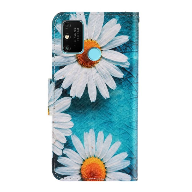 Leren Hoesje Honor 9A String Madeliefjes