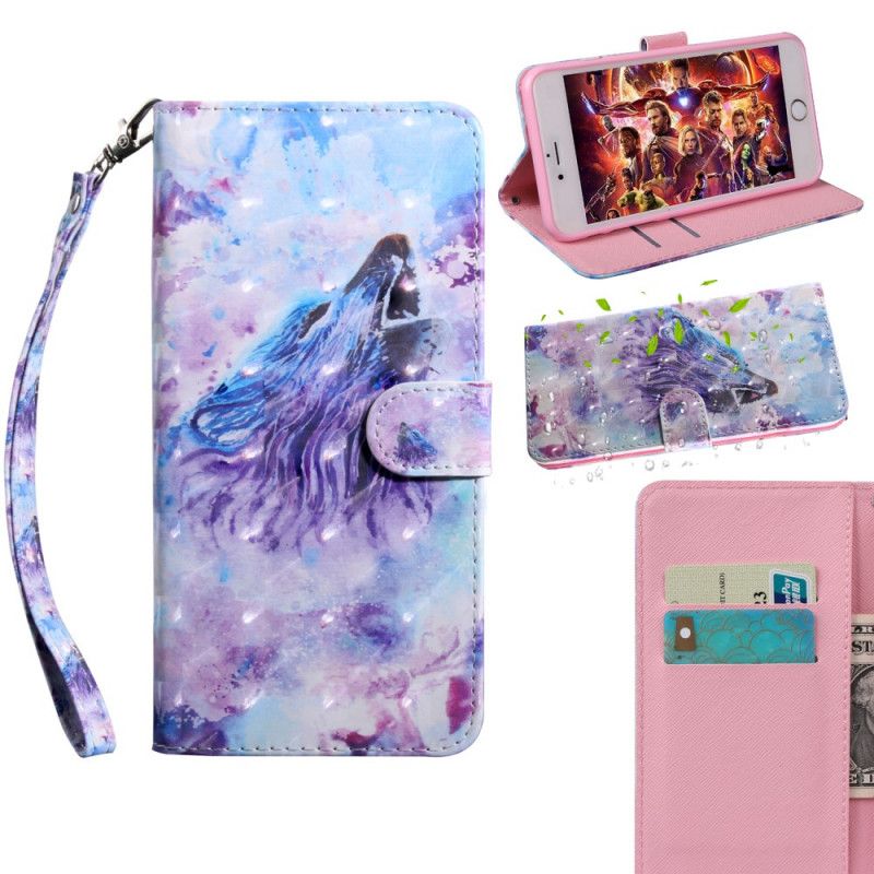 Leren Hoesje Honor 9A Telefoonhoesje Aquarel Wolf