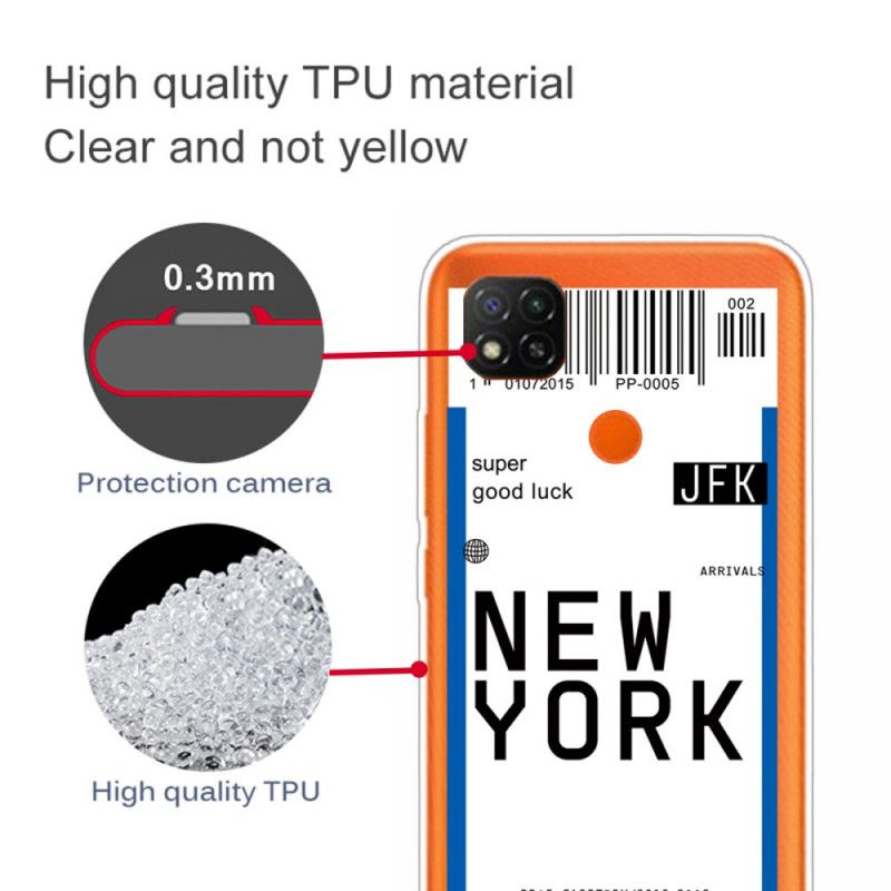 Case Hoesje Xiaomi Redmi 9C Donkerblauw Zwart Telefoonhoesje Doorgeven Aan New York