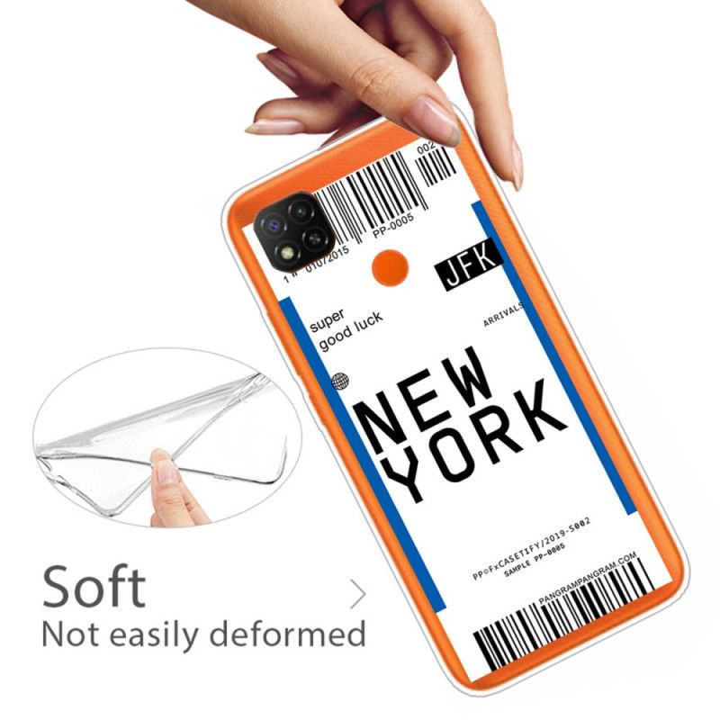 Case Hoesje Xiaomi Redmi 9C Donkerblauw Zwart Telefoonhoesje Doorgeven Aan New York