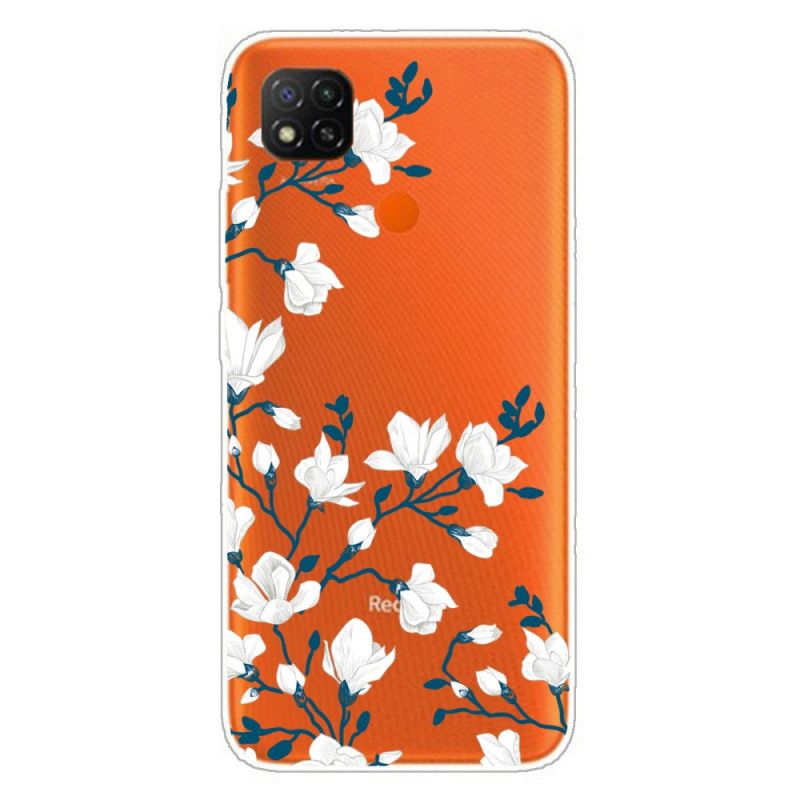 Case Hoesje Xiaomi Redmi 9C Telefoonhoesje Witte Bloemen