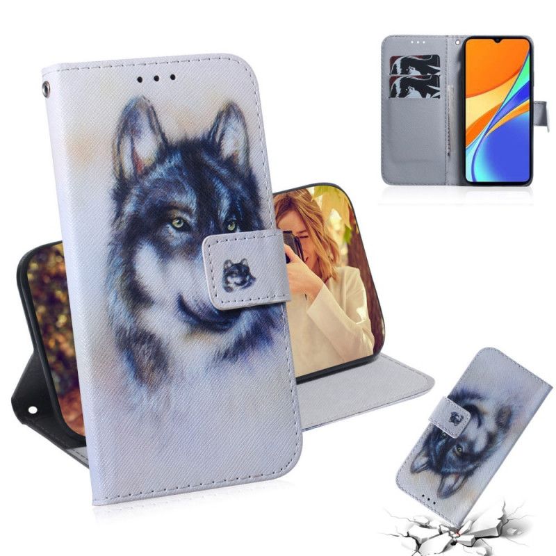 Cover Folio-hoesje Xiaomi Redmi 9C Telefoonhoesje Blik Van Een Hond