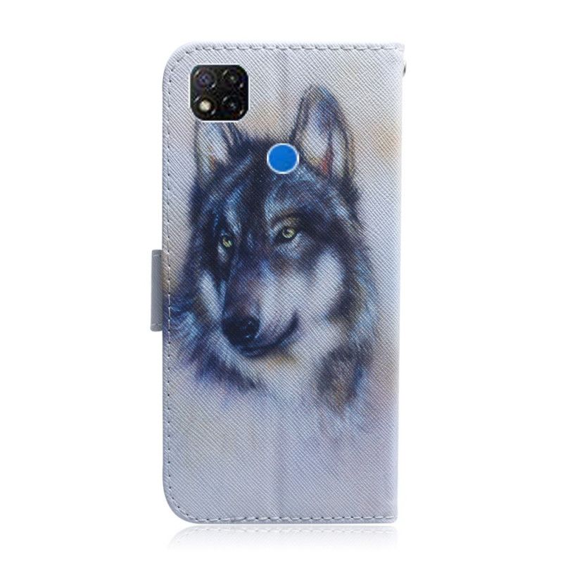 Cover Folio-hoesje Xiaomi Redmi 9C Telefoonhoesje Blik Van Een Hond