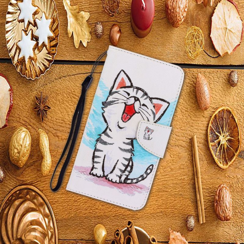 Cover Folio-hoesje Xiaomi Redmi 9C Telefoonhoesje Gekleurde String Kitten