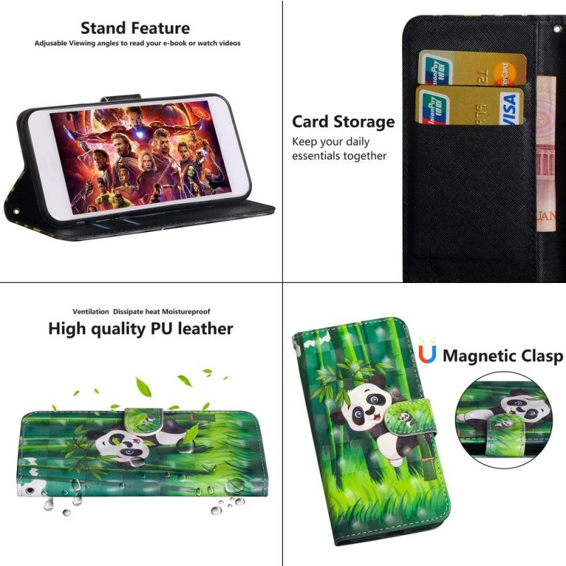 Cover Folio-hoesje Xiaomi Redmi 9C Telefoonhoesje Panda En Bamboe