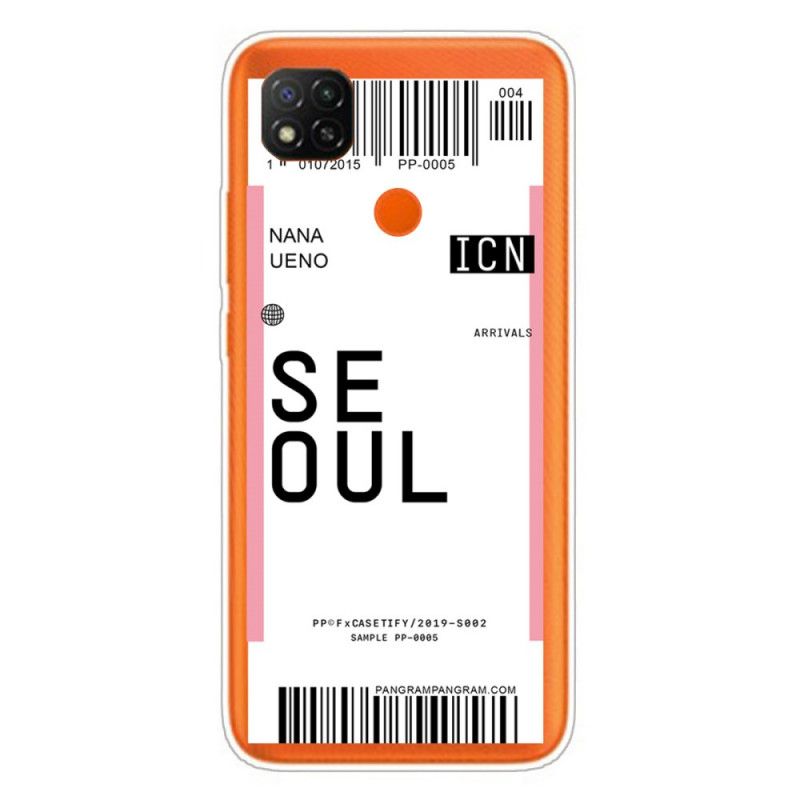 Cover Hoesje Xiaomi Redmi 9C Roze Magenta Telefoonhoesje Instapkaart Naar Seoul