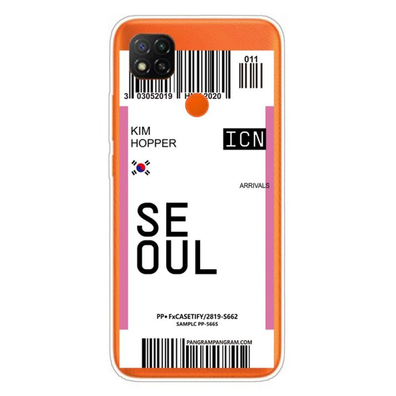Cover Hoesje Xiaomi Redmi 9C Roze Magenta Telefoonhoesje Instapkaart Naar Seoul
